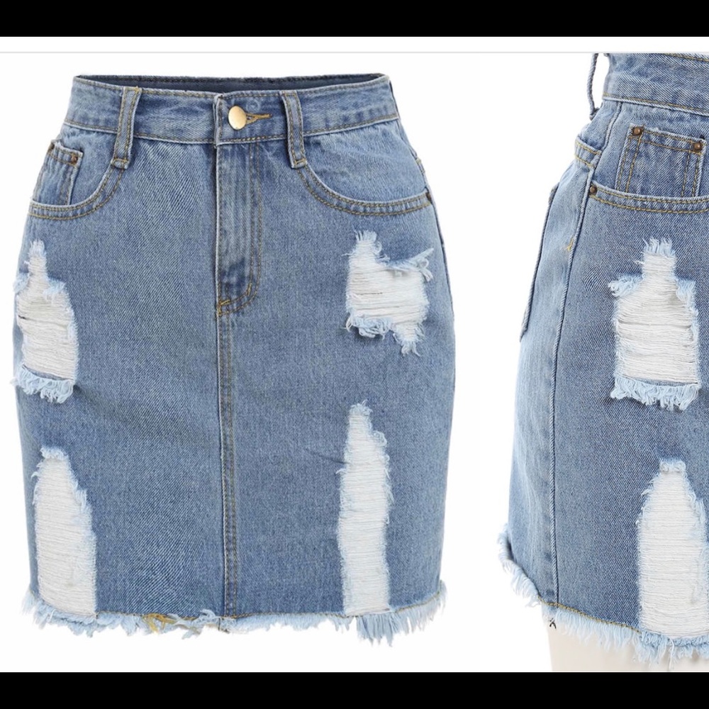 Denim Ripped Skirt NWT